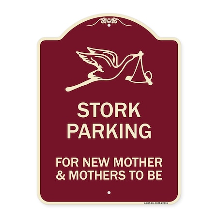 Signmission Stork Parking for New Mothers and Mothers to Heavy-Gauge Aluminum Sign, 24" x 18", BU-1824-22836 A-DES-BU-1824-22836